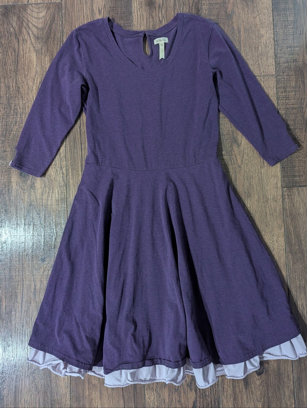 Matilda Jane Plum Purple Fit & Flare Ruffled Tiered Hemline Knee Dress Size Med